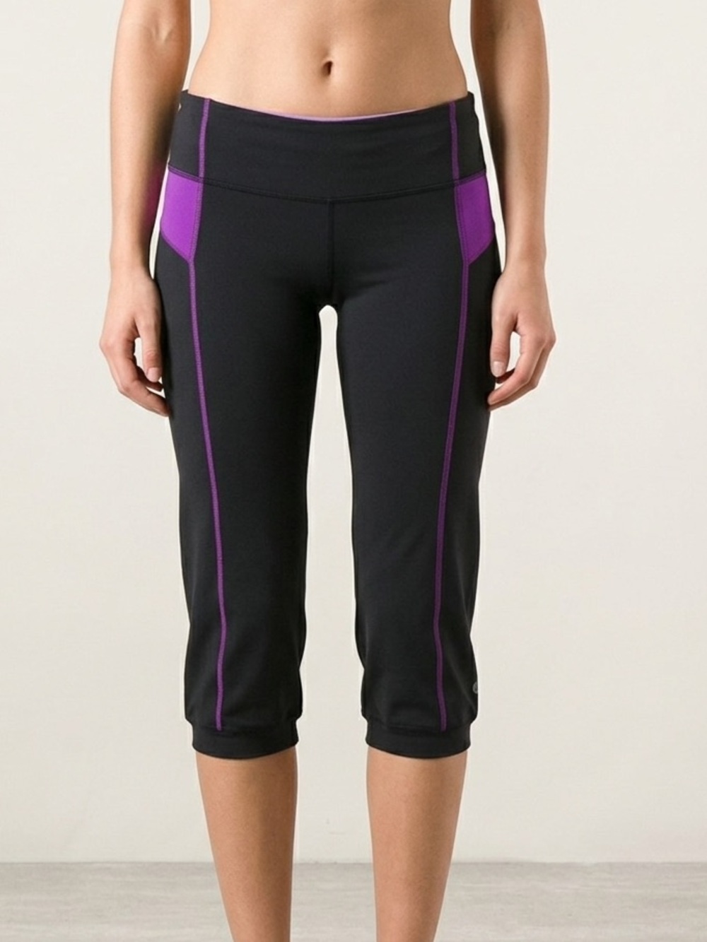lululemon athletica Black Capri Leggings with Purple Accents